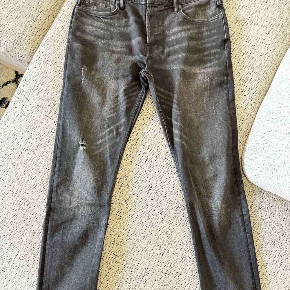 All Saints Gray Skinny Jeans with Distressed Details